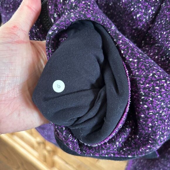 Lululemon 6 Black Purple Hoodie Full Zip Scooba Hood Pockets Speckled - Picture 7 of 13
